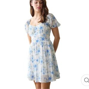 BLU PEPPER FLORAL CORSET DETAIL BACK TIE MINI DRESS